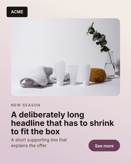 Render for SKU-103: a long headline shrunk to fit, plum accent